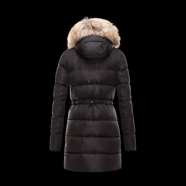Moncler marrone Fur Cap Zipper Moda a lungo in caldo cappotto donna uscita